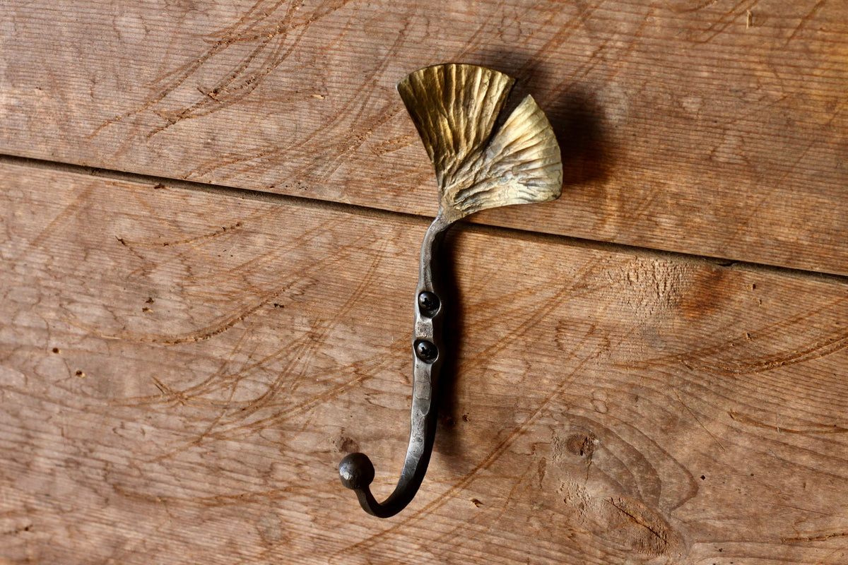 Brass Hook Art Nouveau Ginkgo Leaf – Fern