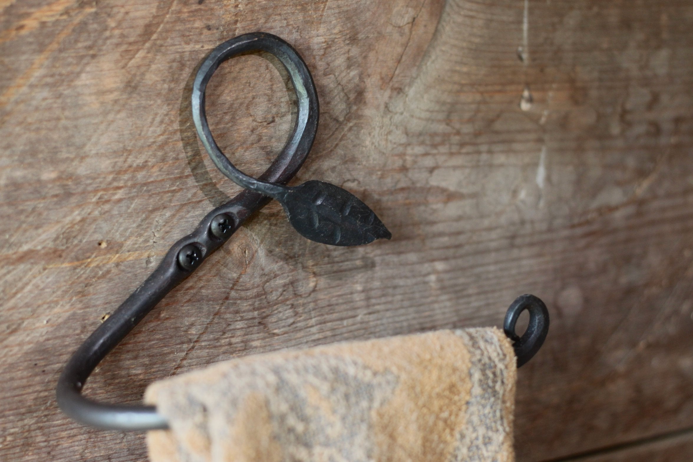 Hand Towel Rack - Leaf Design | Wicks Forge