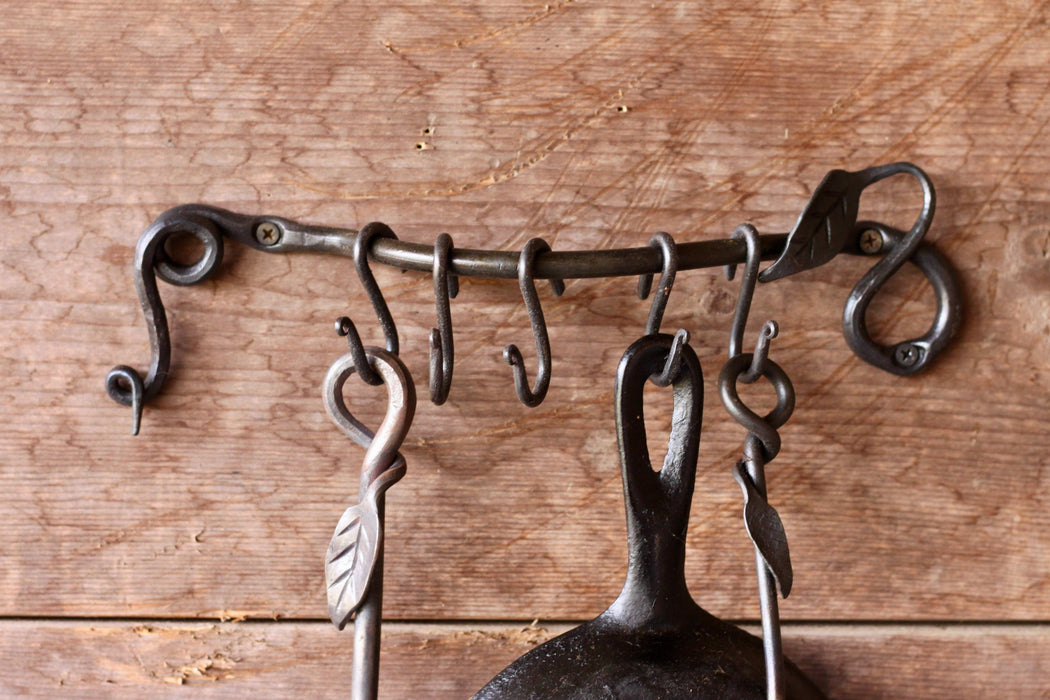 Pot Rack Hand Forged Wrought Iron Blacksmith Hammered Rivets